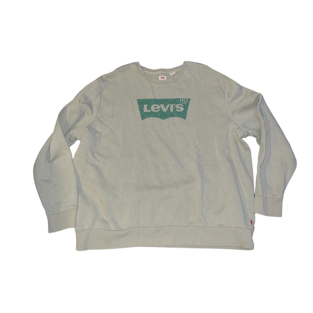 Levi's Logo Mens Green Crewneck Pullover Sweater Size XXL Casual Streetwear Y2K